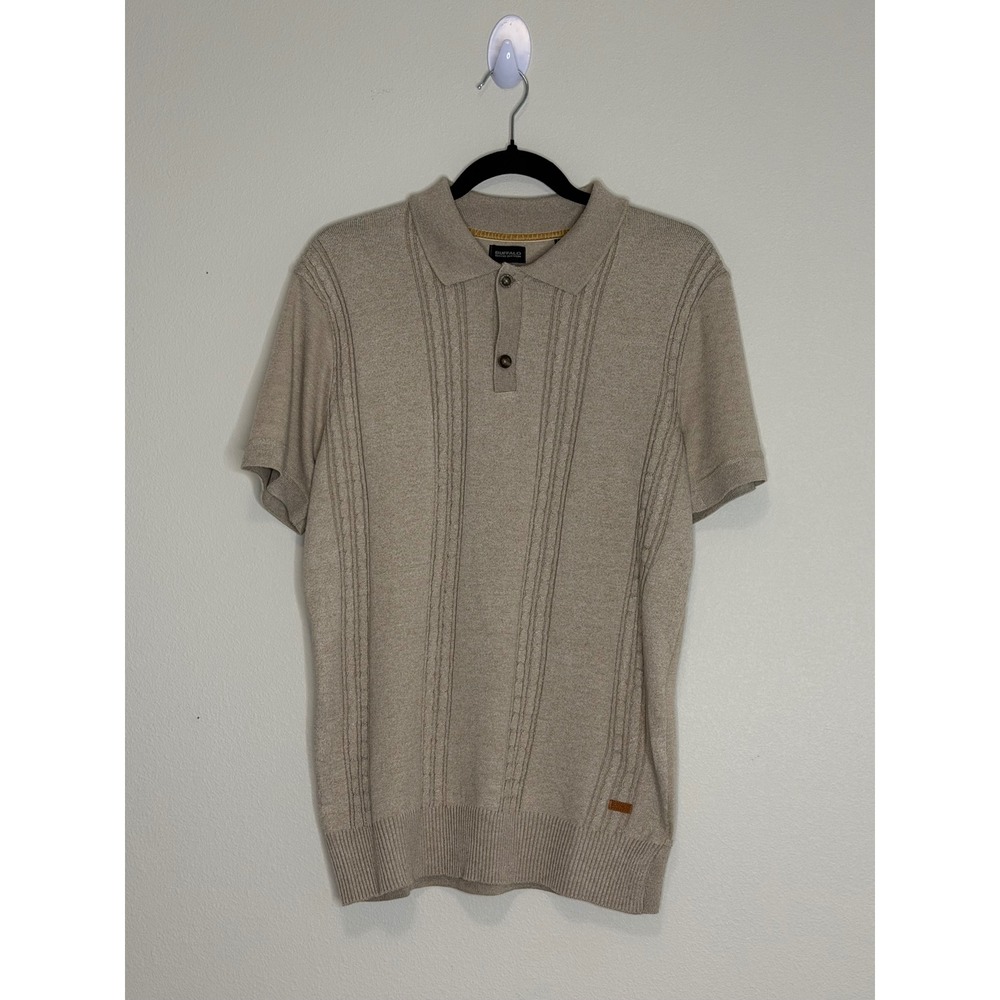 Buffalo David Bitton Wagners Cotton Pointillé Short Sleeve Polo Sz S